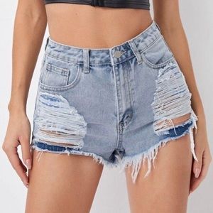 American flag denim shorts